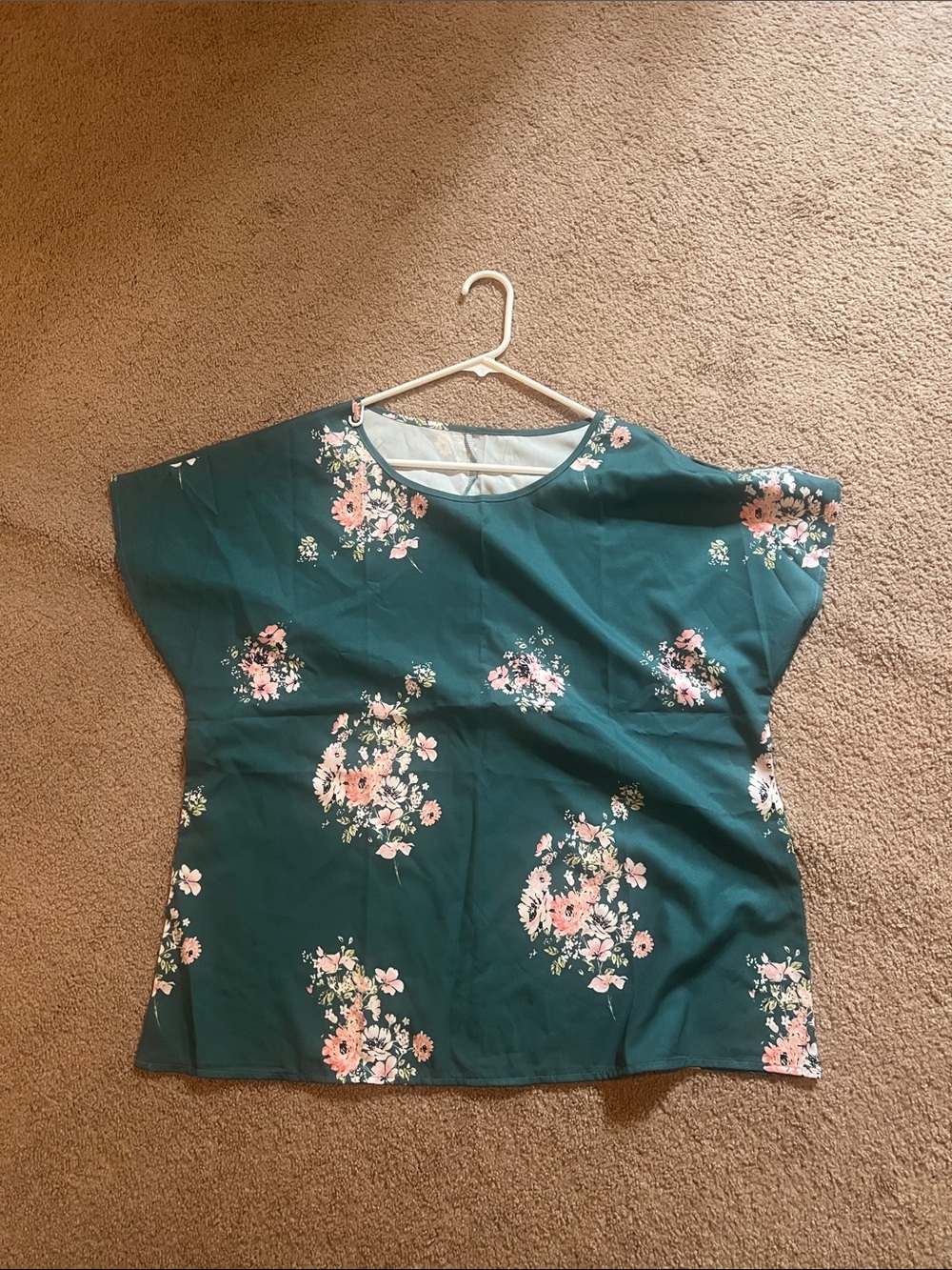 Floral Short Sleeve Blouse - Teal Pink